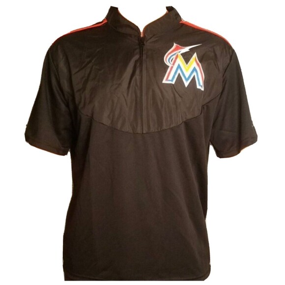 Cool Base MLB Miami Marlins Windbreaker Pullover Black 1/4 Zip Men's Medium - Picture 3 of 8
